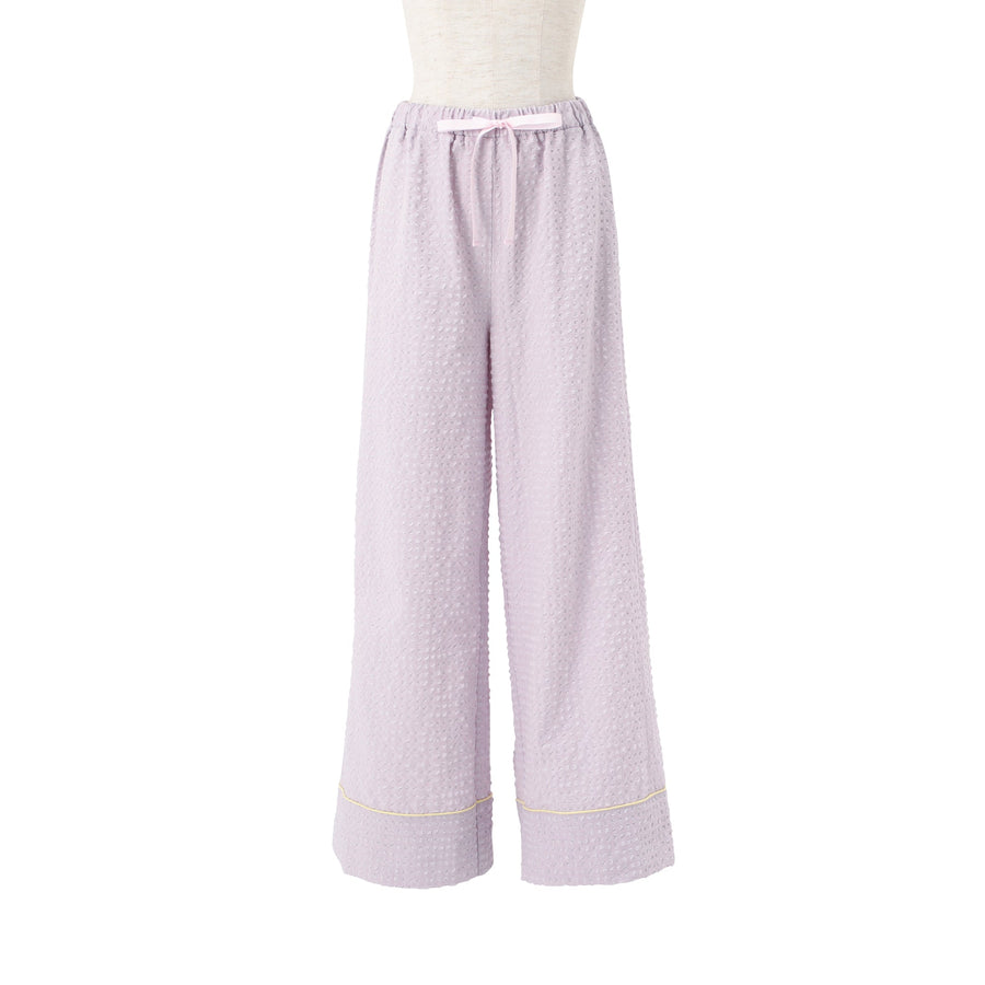 ロゴ刺繍 チェックジャガードパジャマ パープル