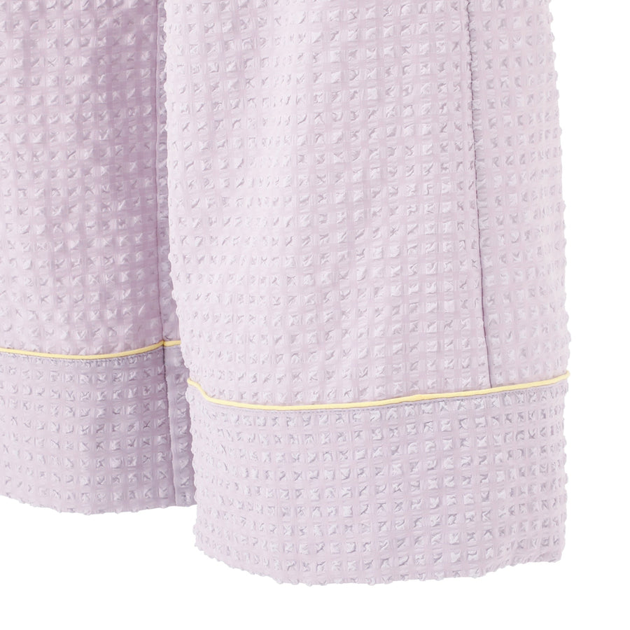 ロゴ刺繍 チェックジャガードパジャマ パープル