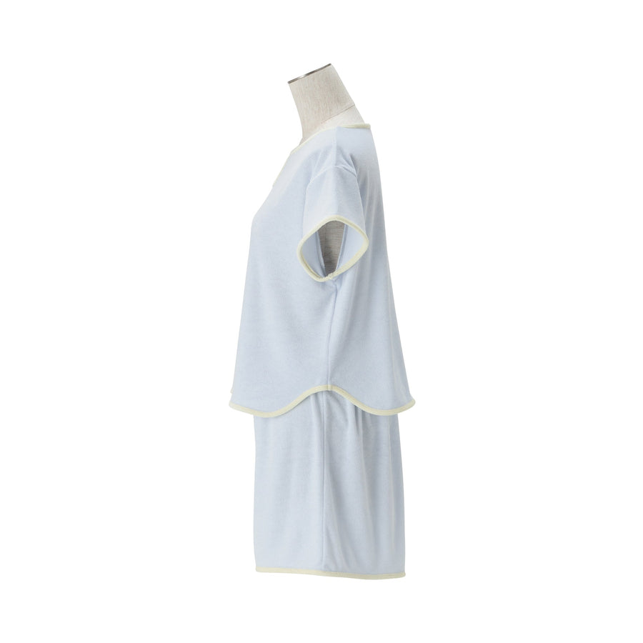 接触冷感 パイルパジャマ ライトブルー