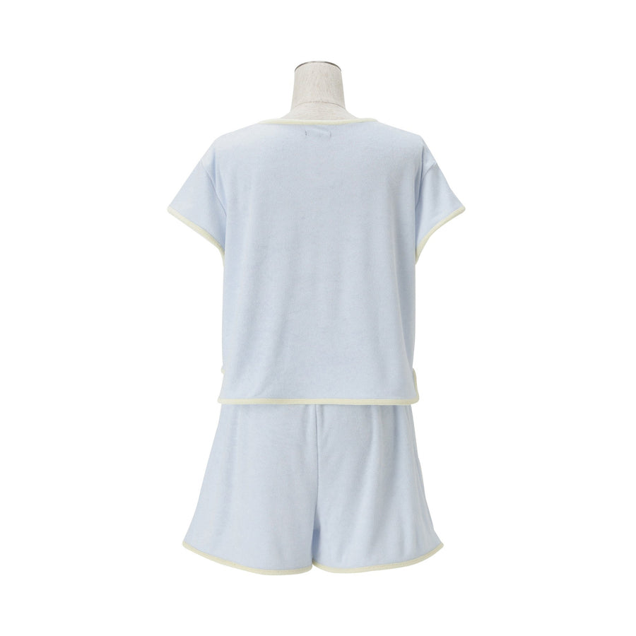 接触冷感 パイルパジャマ ライトブルー