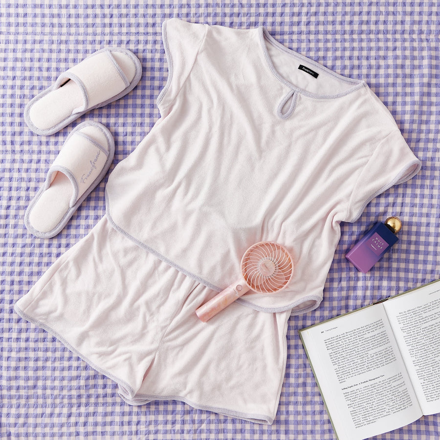 接触冷感 パイルパジャマ ライトピンク