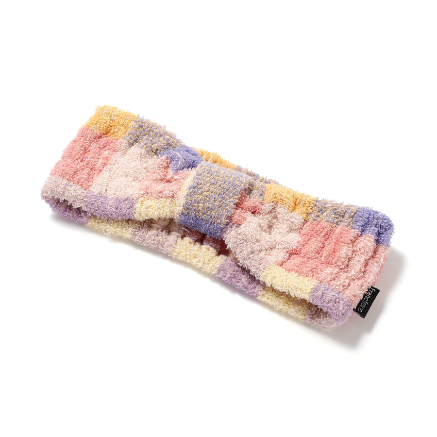 抗菌防臭ミックスチェックヘアバンド イエロー