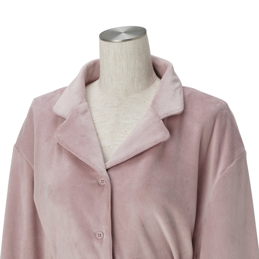 ヒアルロン酸加工 ストレッチベロアパジャマ ピンク