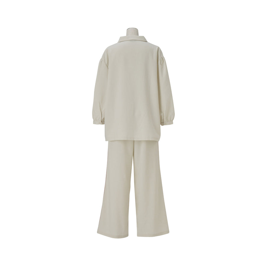調温加工 レースラインパジャマ アイボリー