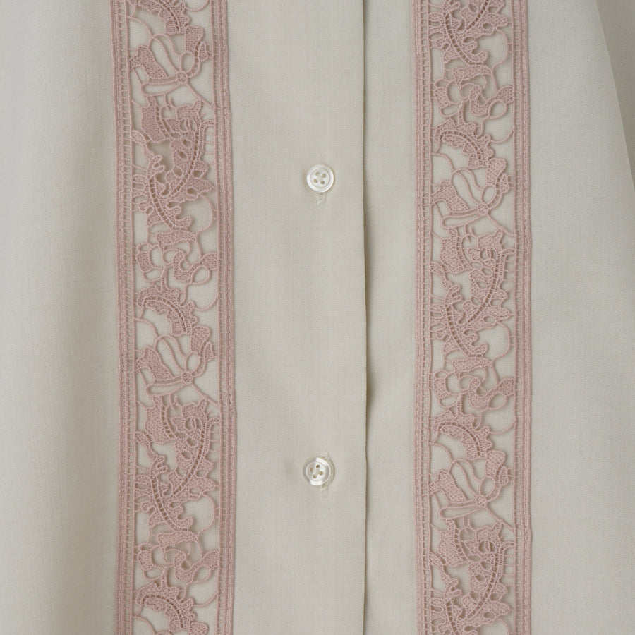 調温加工 レースラインパジャマ アイボリー