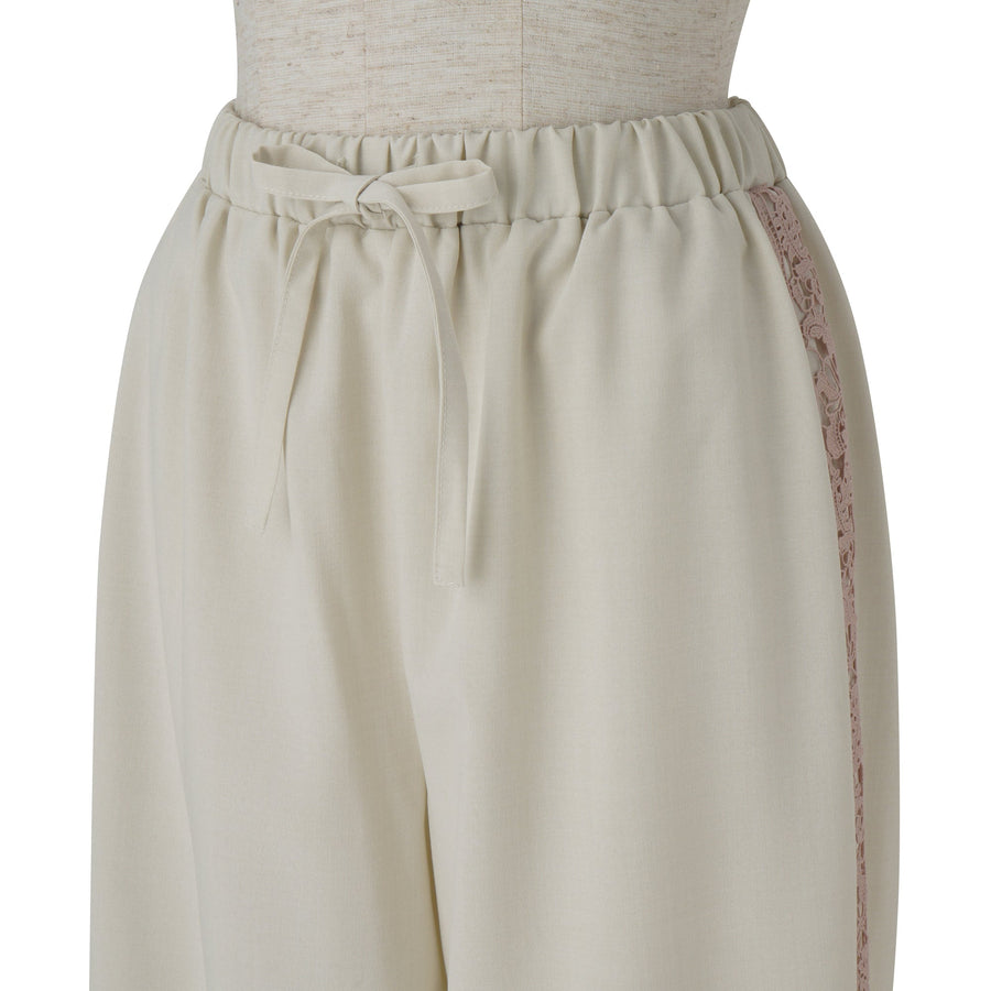 調温加工 レースラインパジャマ アイボリー