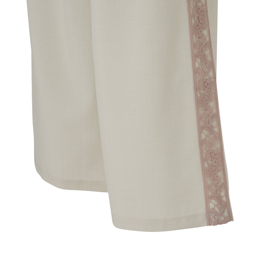 調温加工 レースラインパジャマ アイボリー