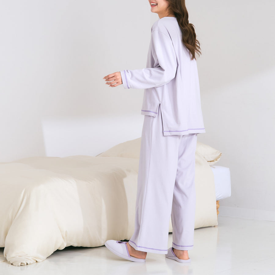 吸放湿加工 ストレッチスウェット ルームウェア ライトパープル