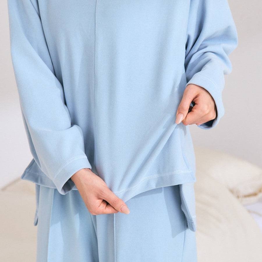 吸放湿加工 ストレッチスウェット ルームウェア ブルー