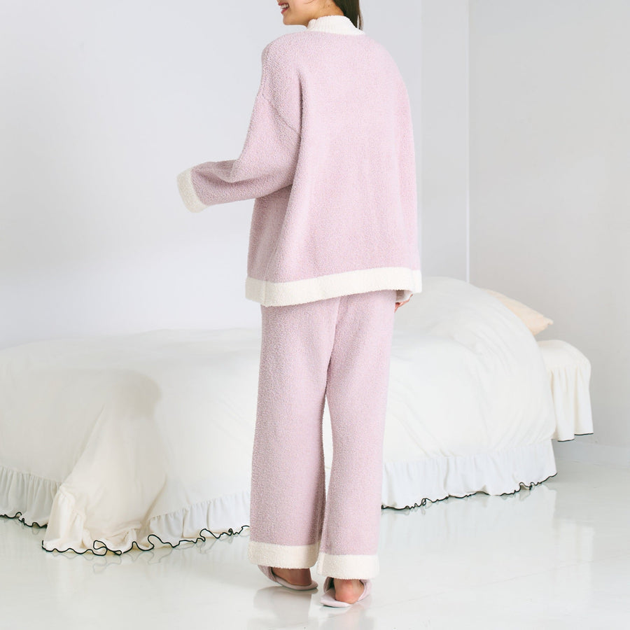 ウエストウォーマー付き もちもちニットパジャマ ライトピンク