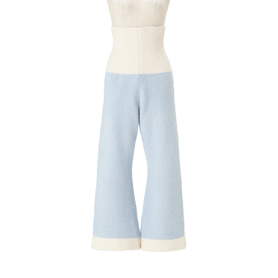 ウエストウォーマー付き もちもちニットパジャマ ライトブルー