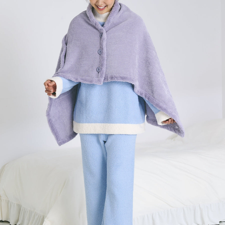 リバーシブルウォームフリース 4WAYポンチョ S グレー