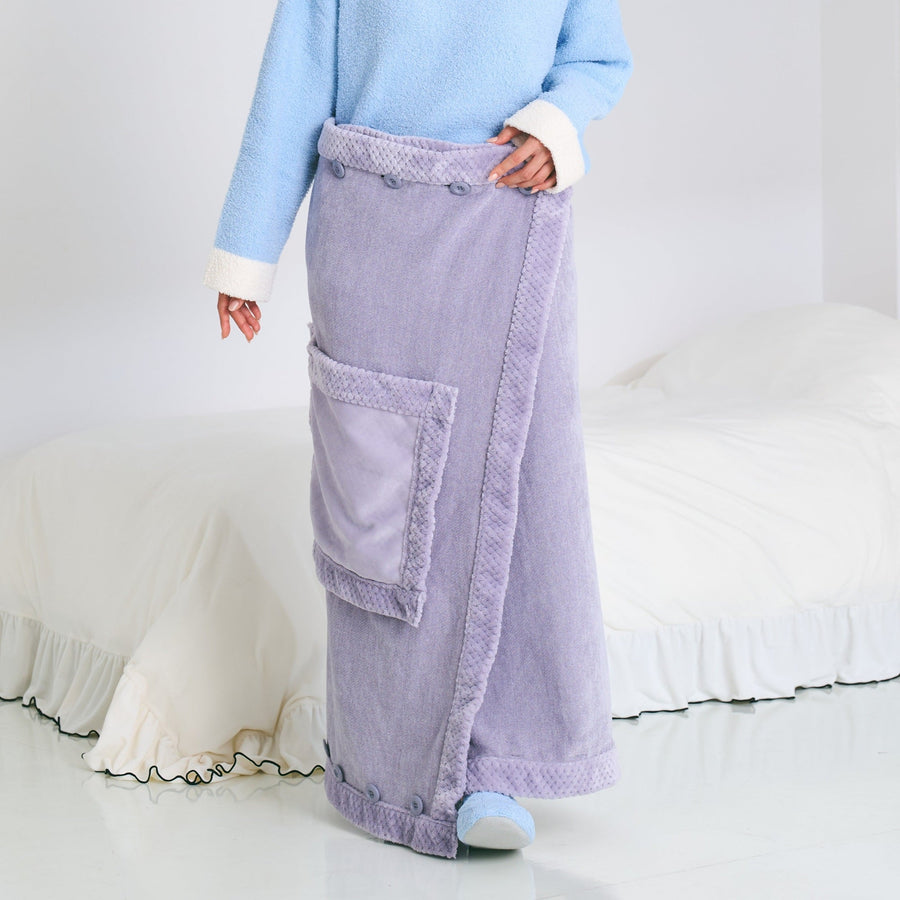 リバーシブルウォームフリース 4WAYポンチョ L ライトブルー