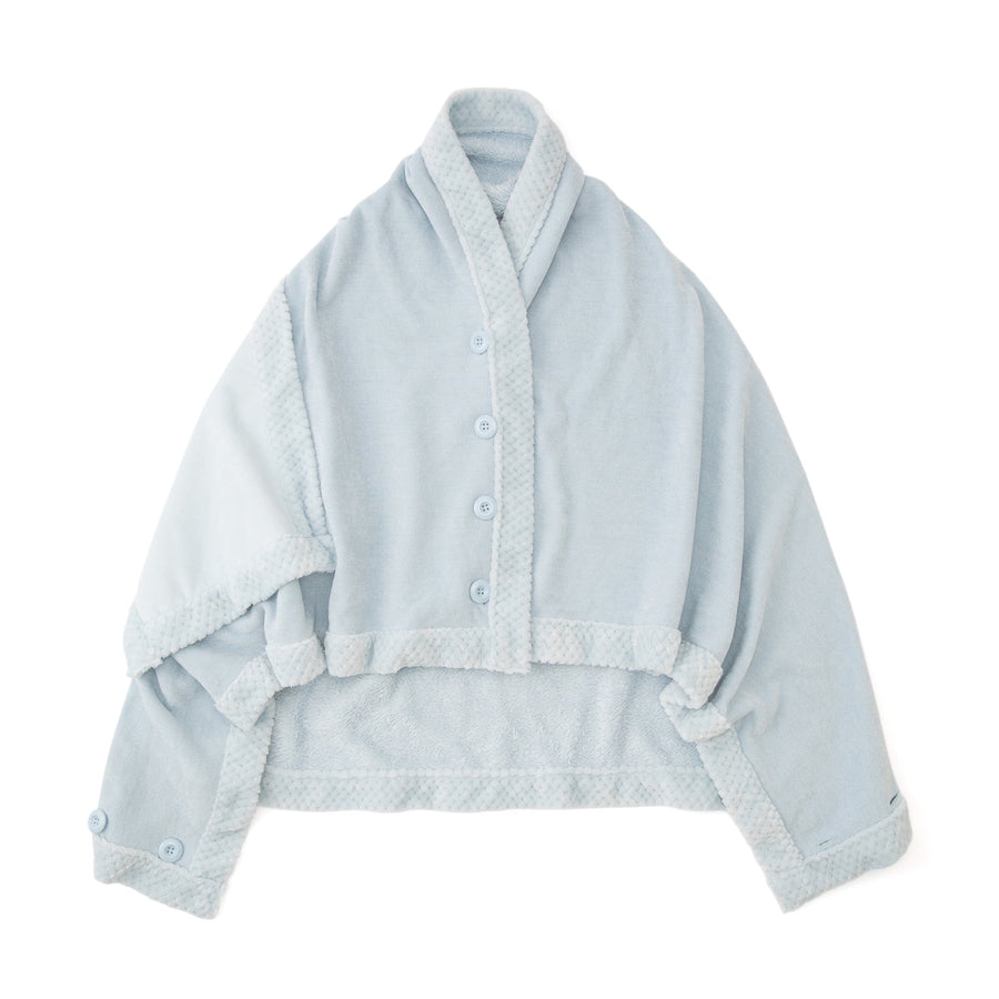 リバーシブルウォームフリース 4WAYポンチョ L ライトブルー