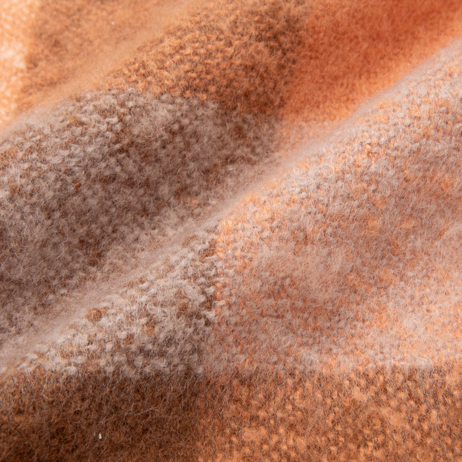 モヘアライク チェックマフラー ブラウン