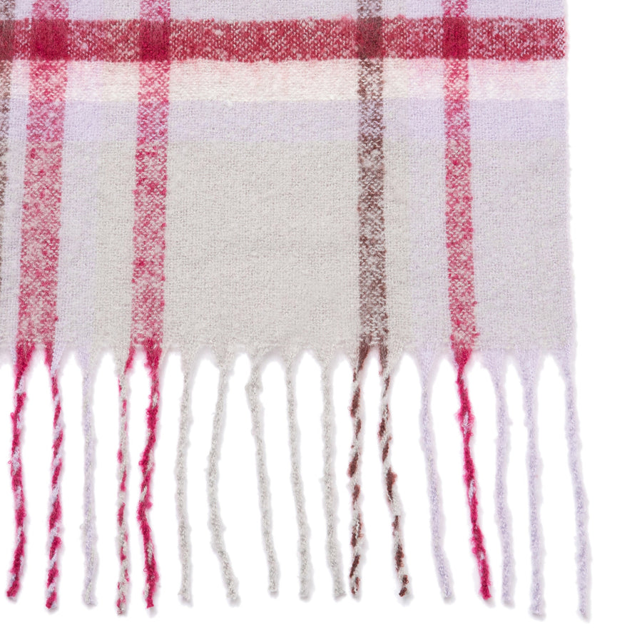 モヘアライク チェックマフラー グレー