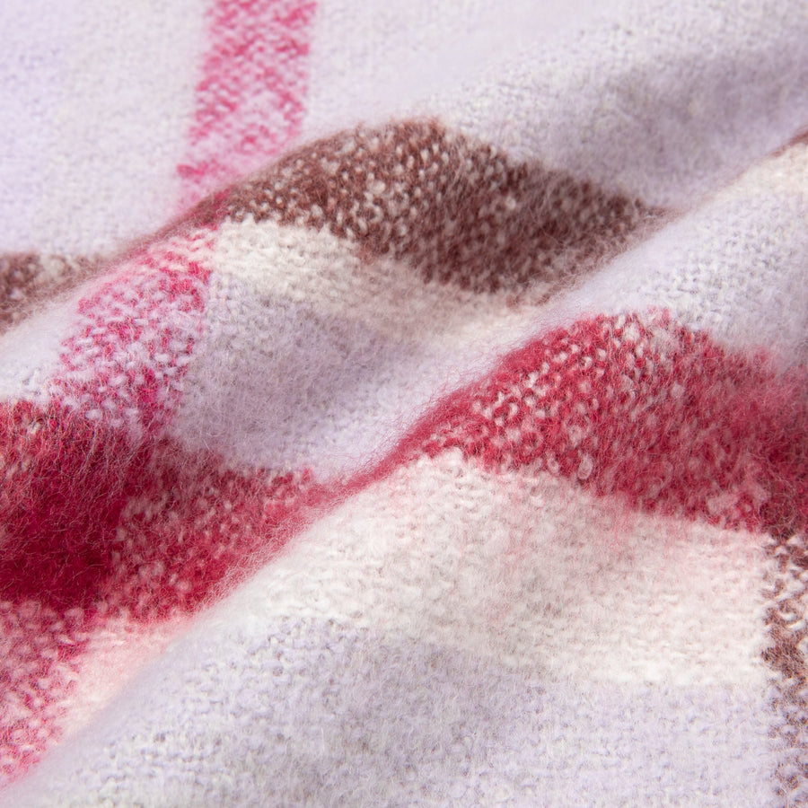 モヘアライク チェックマフラー グレー