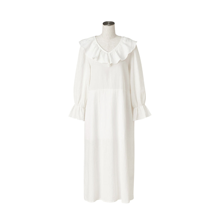 楊柳ラッフル ワンピース 裏地付き アイボリー