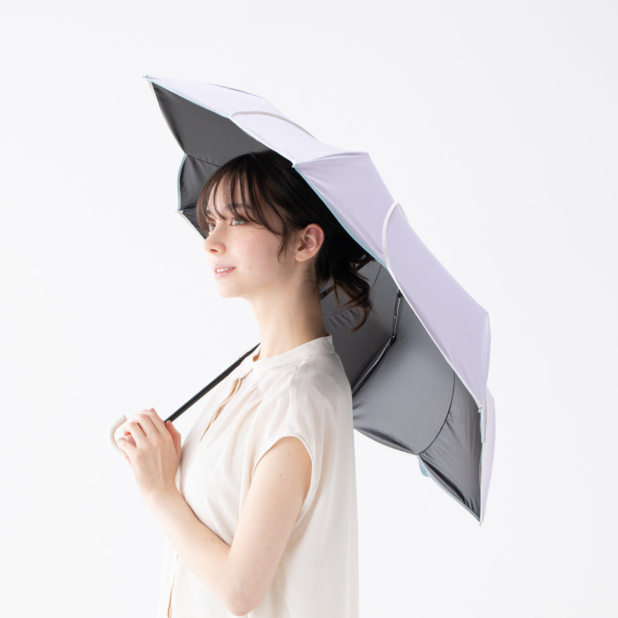 バイカラーパイピング 折りたたみ傘 47cm グリーン（晴雨兼用）