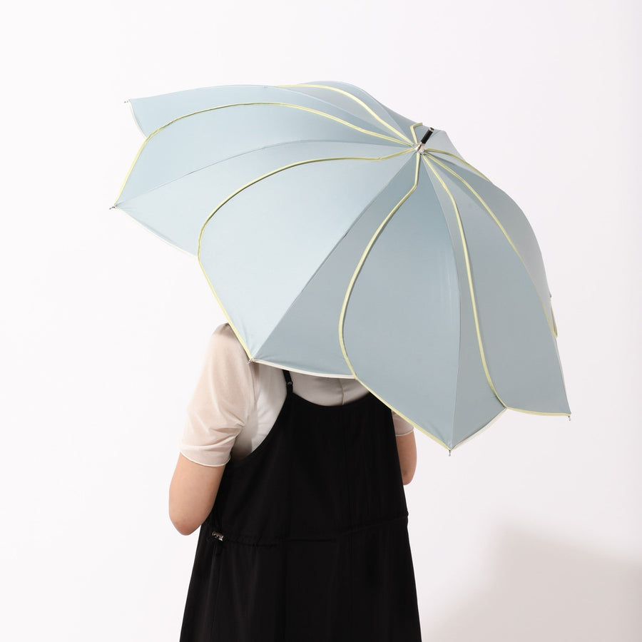 バイカラーパイピング 長傘 50cm グリーン（晴雨兼用）