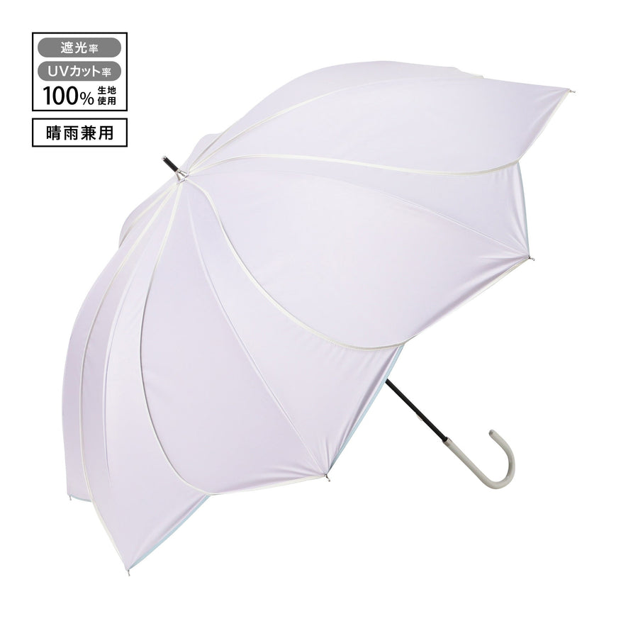 遮光 バイカラーパイピング 長傘 58cm パープル（晴雨兼用）