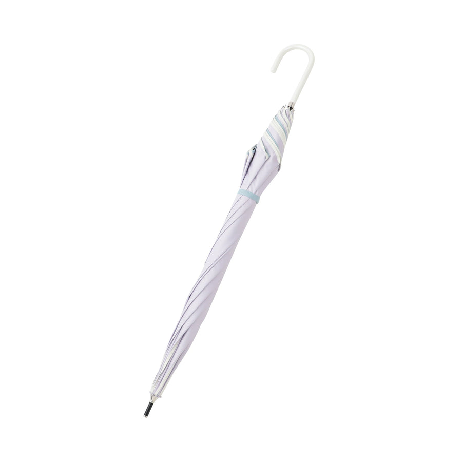 遮光 バイカラーパイピング 長傘 58cm パープル（晴雨兼用）