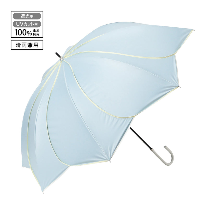 遮光 バイカラーパイピング 長傘 58cm グリーン（晴雨兼用）