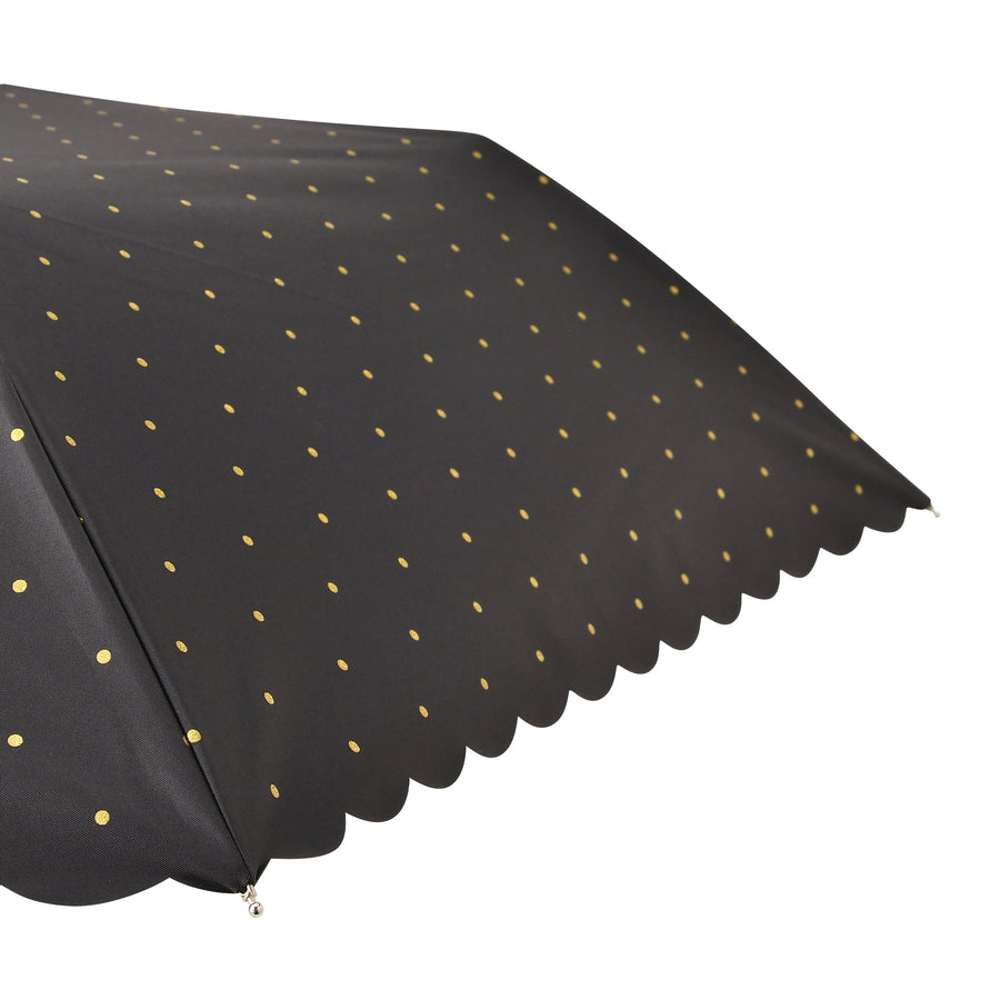 遮光 ドットグリッターヒートカット 折りたたみ傘 50cm ブラック（晴雨兼用）