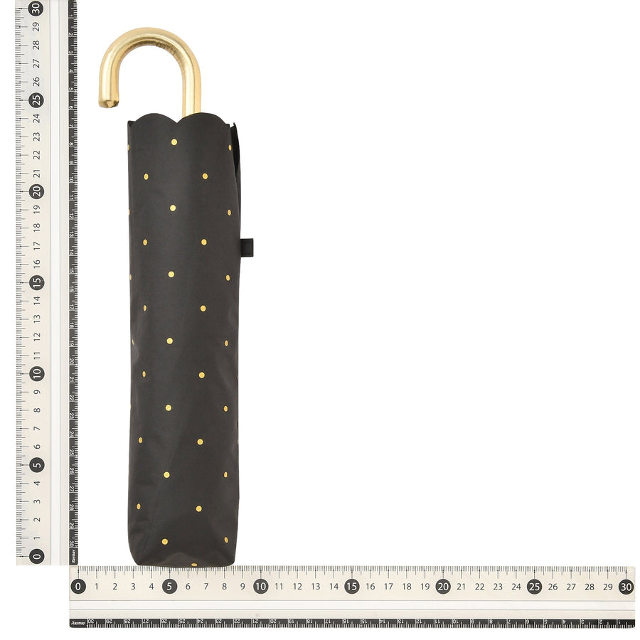 遮光 ドットグリッターヒートカット 折りたたみ傘 50cm ブラック（晴雨兼用）