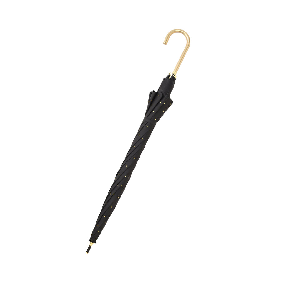 遮光 ドットグリッターヒートカット 長傘 58cm ブラック（晴雨兼用）
