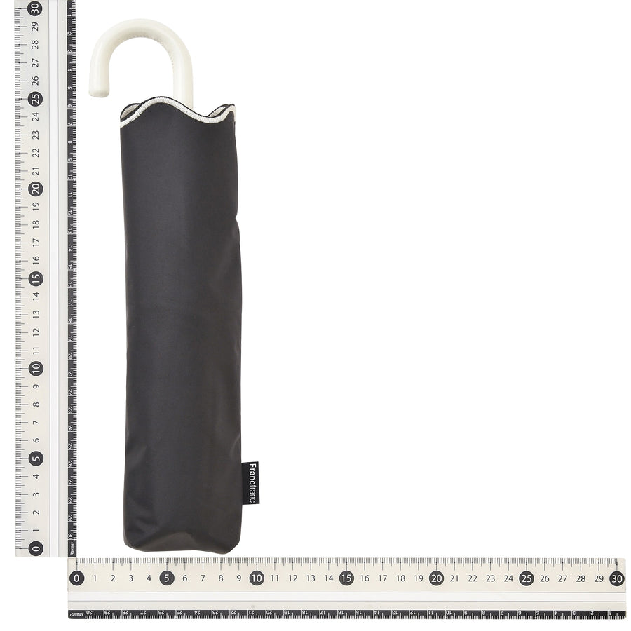 遮光 ウェーブパイピング 折りたたみ傘 50cm ブラック（晴雨兼用）