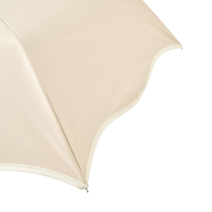 遮光 ウェーブパイピング 折りたたみ傘 50cm ベージュ（晴雨兼用）