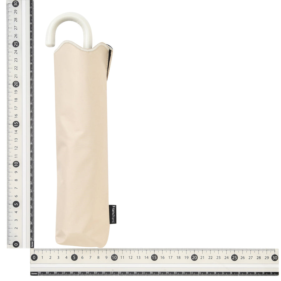 遮光 ウェーブパイピング 折りたたみ傘 50cm ベージュ（晴雨兼用）