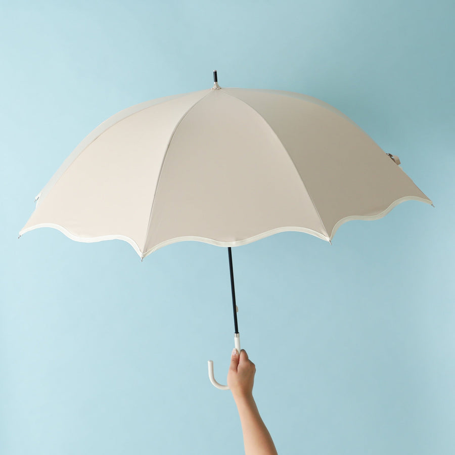 遮光 ウェーブパイピング 長傘 58cm ベージュ（晴雨兼用）
