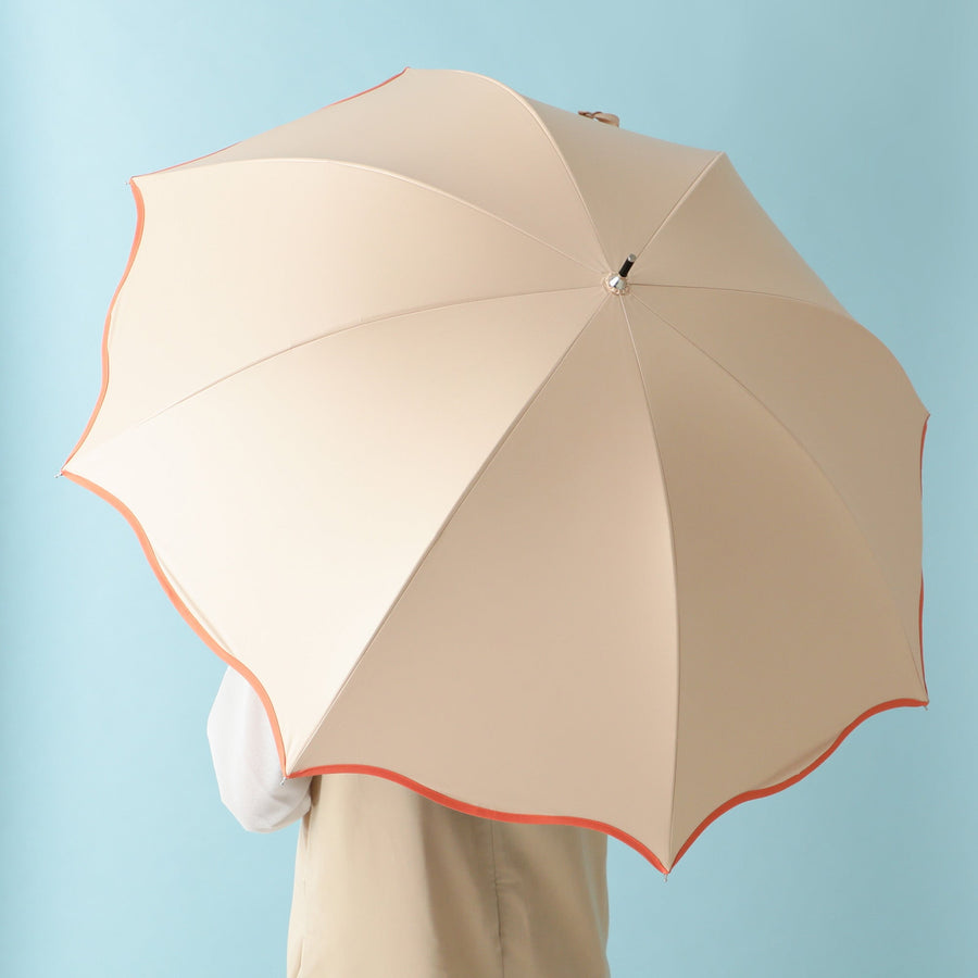遮光 ウェーブパイピング 長傘 58cm ベージュ（晴雨兼用）