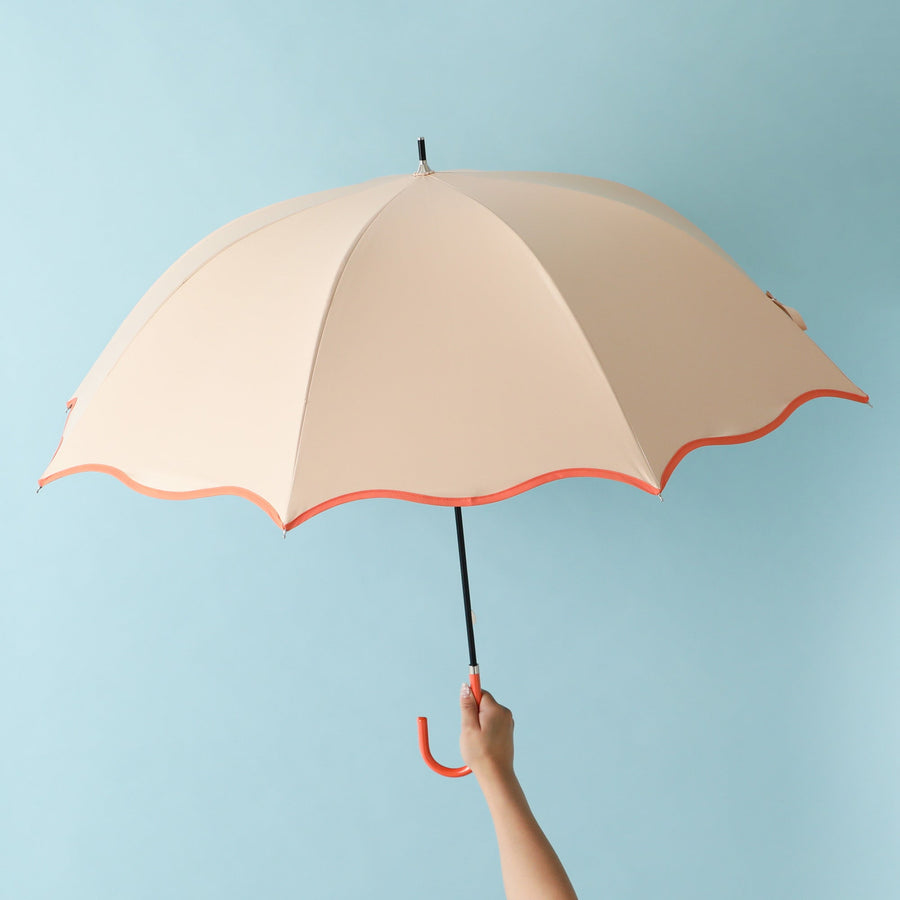 遮光 ウェーブパイピング 長傘 58cm オレンジ（晴雨兼用）