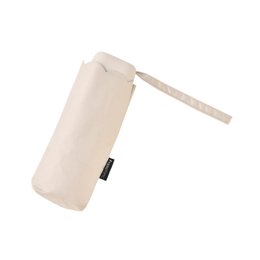 遮光 コンパクト スカラップ 折りたたみ傘 47cm ライトベージュ（晴雨兼用）