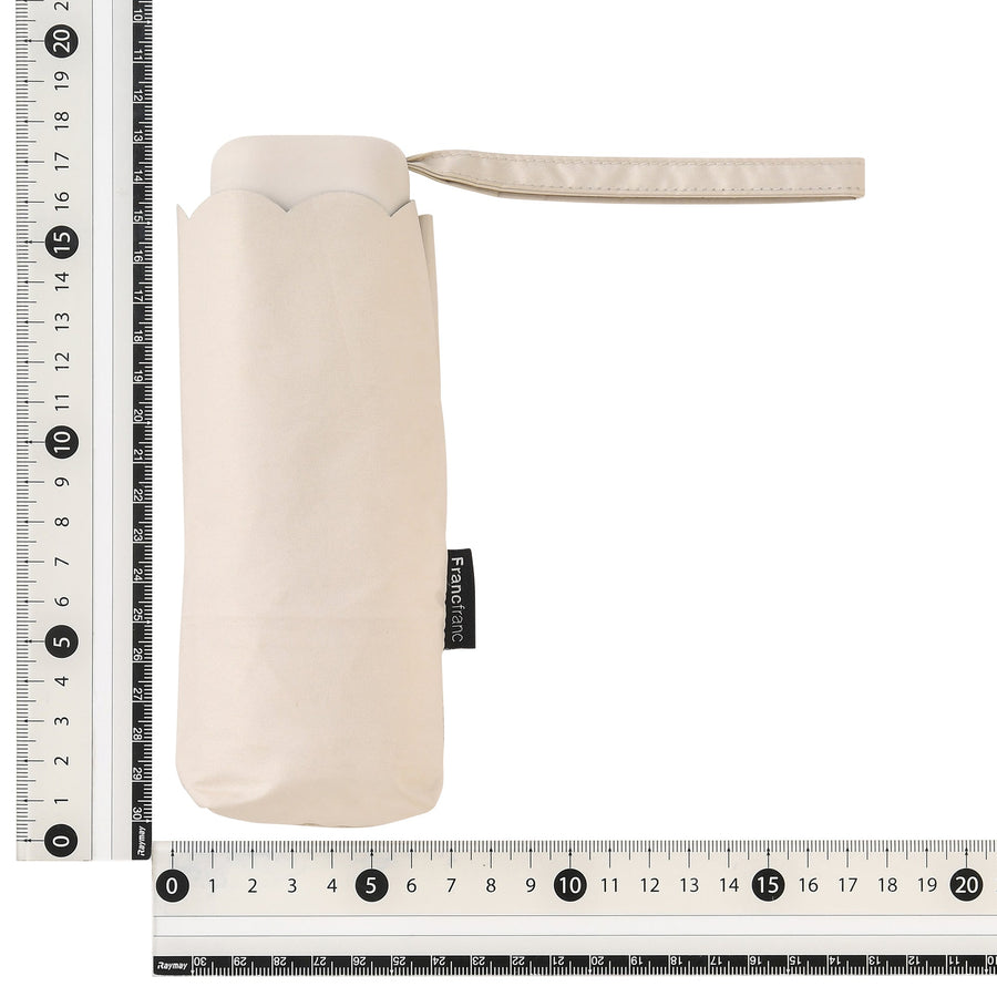 遮光 コンパクト スカラップ 折りたたみ傘 47cm ライトベージュ（晴雨兼用）