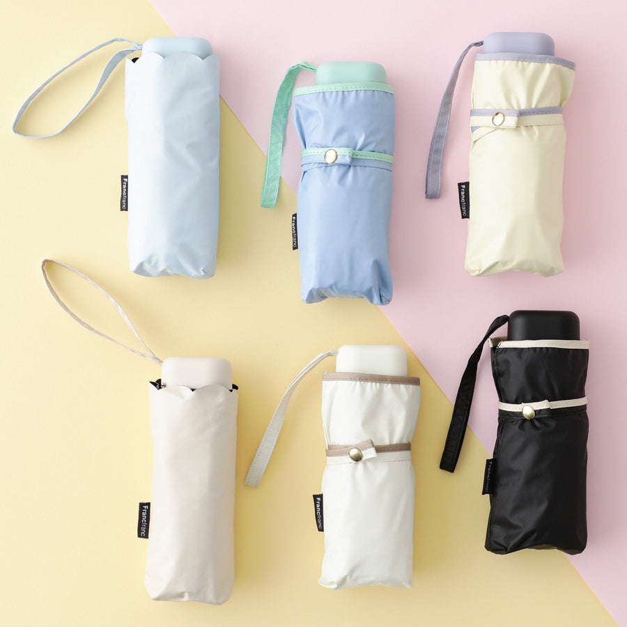 遮光 コンパクト スカラップ 折りたたみ傘 47cm ライトブルー（晴雨兼用）