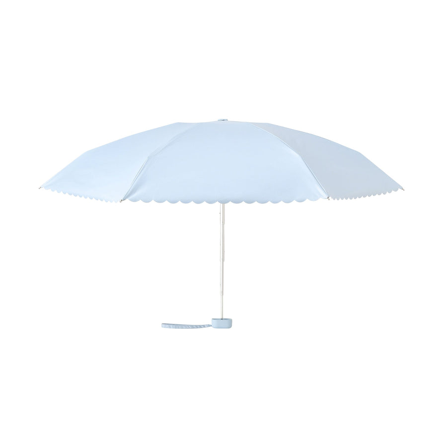 遮光 コンパクト スカラップ 折りたたみ傘 47cm ライトブルー（晴雨兼用）