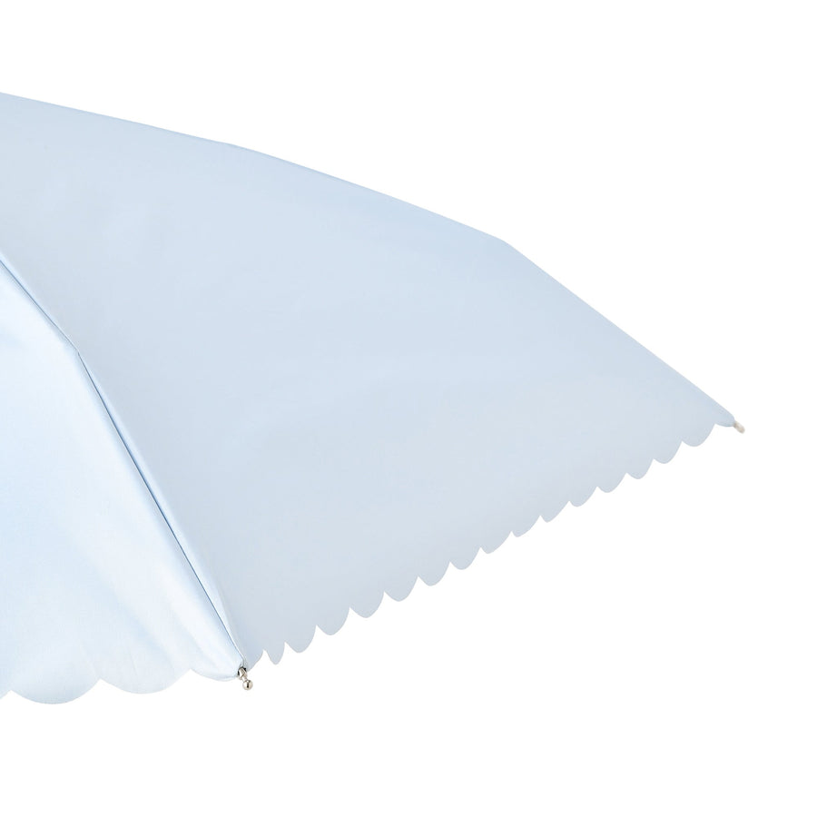 遮光 コンパクト スカラップ 折りたたみ傘 47cm ライトブルー（晴雨兼用）