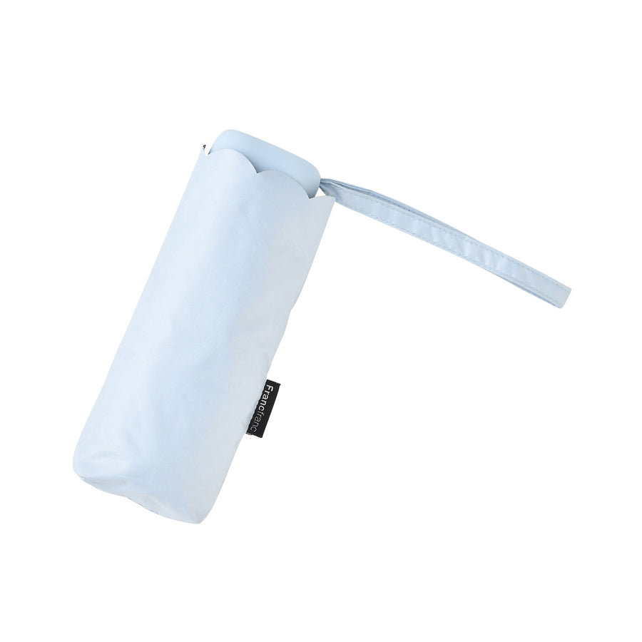 遮光 コンパクト スカラップ 折りたたみ傘 47cm ライトブルー（晴雨兼用）