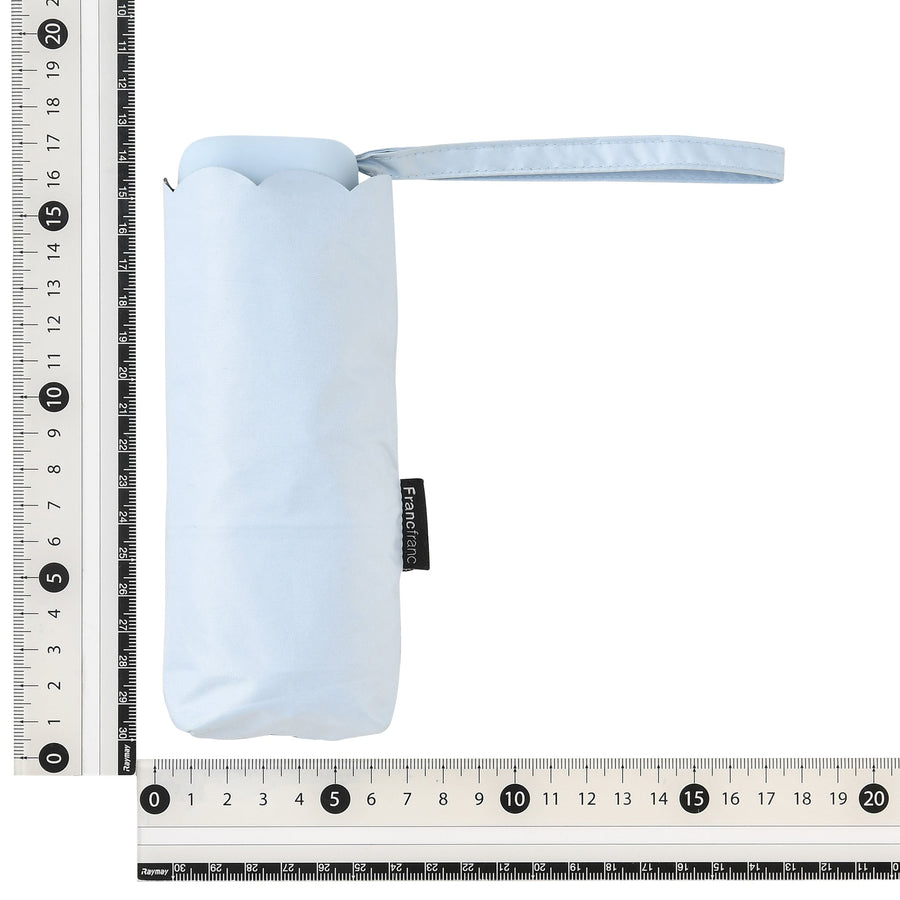 遮光 コンパクト スカラップ 折りたたみ傘 47cm ライトブルー（晴雨兼用）
