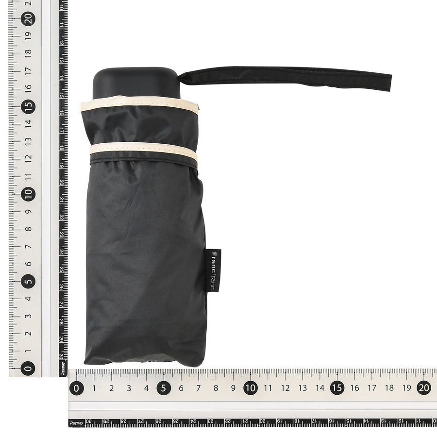 遮光 コンパクト パイピング 折りたたみ傘 47cm ブラック（晴雨兼用）