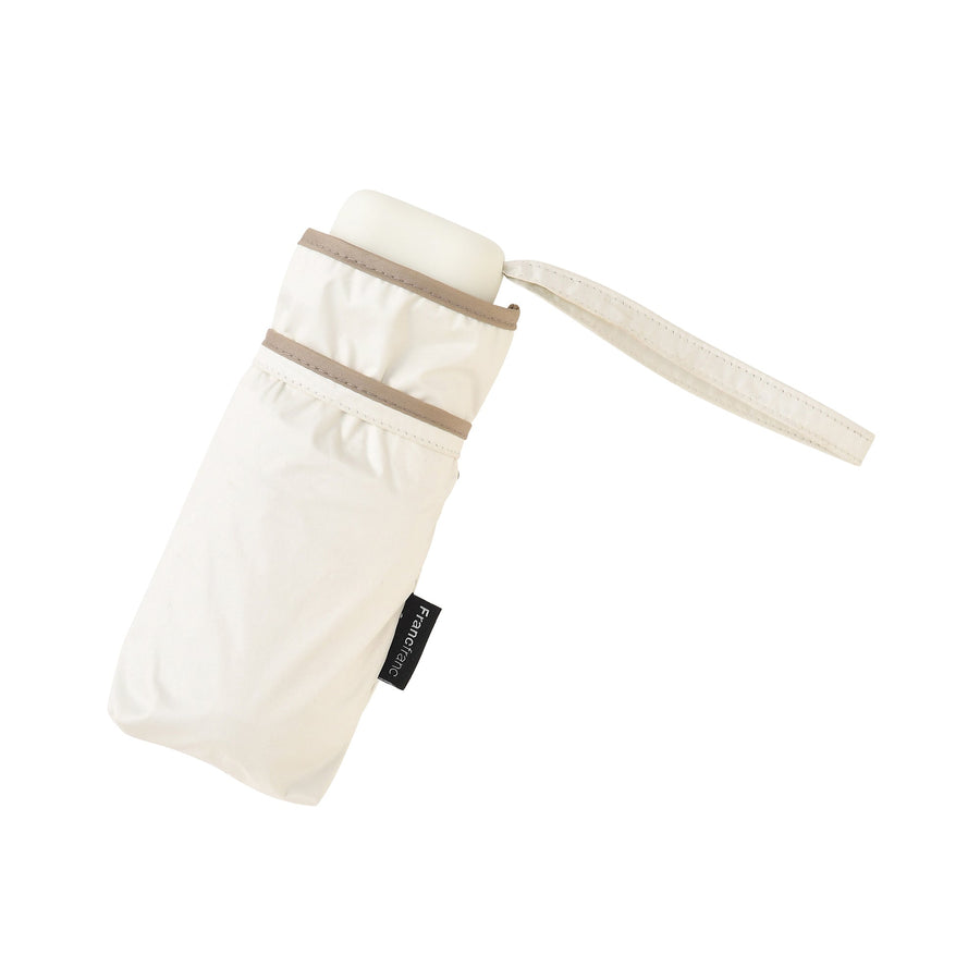 遮光 コンパクト パイピング 折りたたみ傘 47cm アイボリー（晴雨兼用）