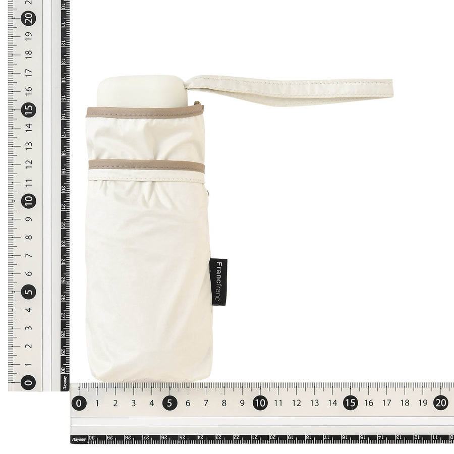 遮光 コンパクト パイピング 折りたたみ傘 47cm アイボリー（晴雨兼用）