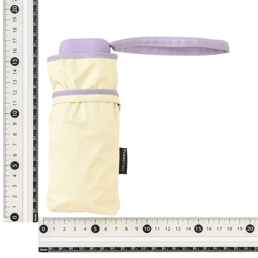 遮光 コンパクト パイピング 折りたたみ傘 47cm イエロー（晴雨兼用）