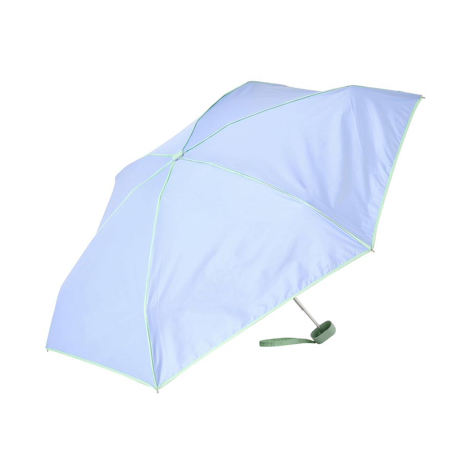 遮光 コンパクト パイピング 折りたたみ傘 47cm ブルー（晴雨兼用）