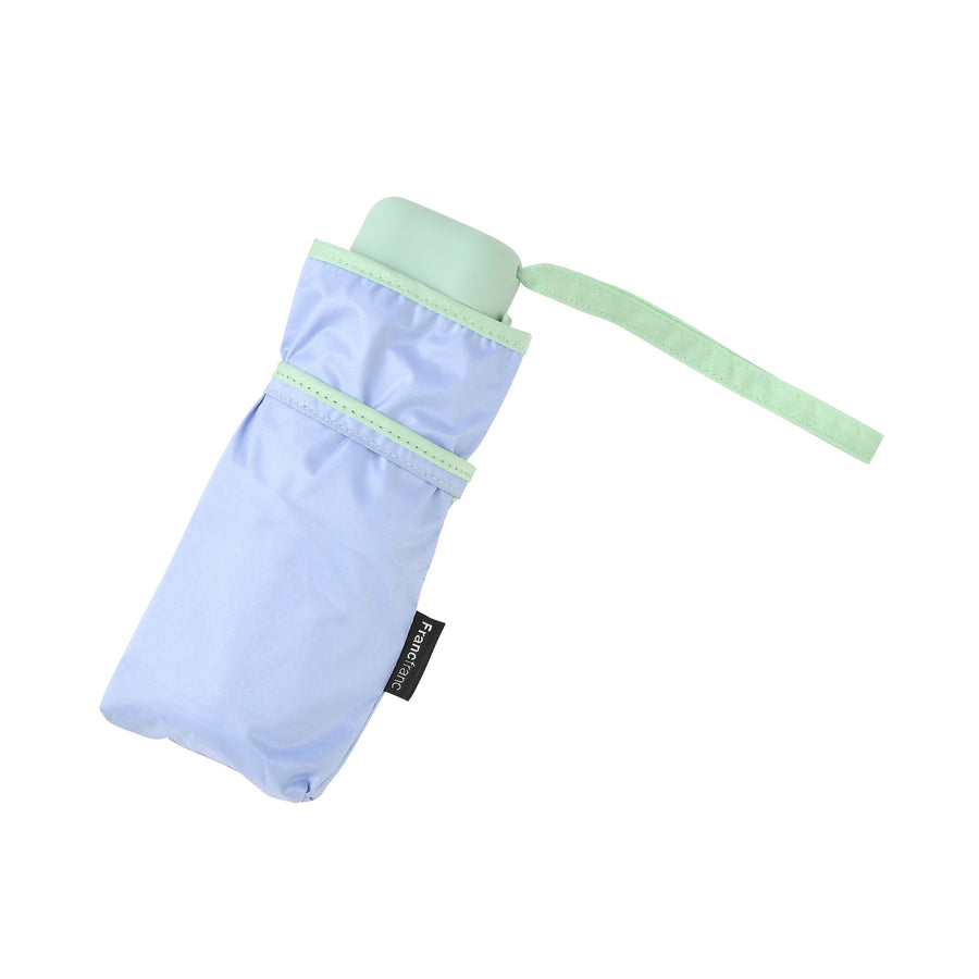 遮光 コンパクト パイピング 折りたたみ傘 47cm ブルー（晴雨兼用）