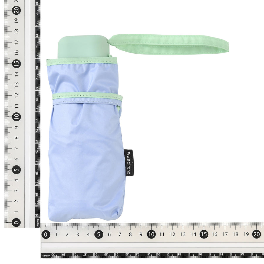 遮光 コンパクト パイピング 折りたたみ傘 47cm ブルー（晴雨兼用）